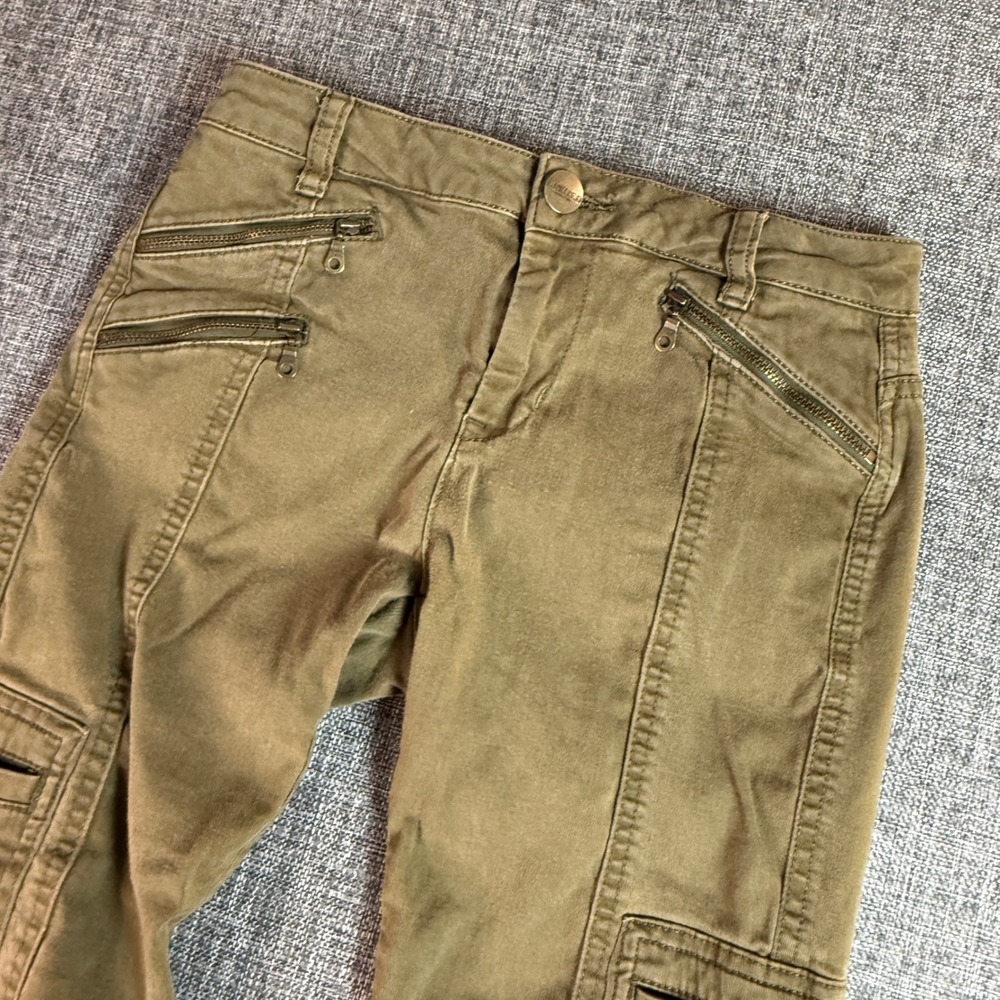 Women M&S Limited Edition Pants | Size 8 Long | Khaki Moto Cargo Zipper Detail